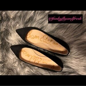 Sam Edelman Womens Sally Black Suede Ballet Flats Size 7 pointed toe low heel